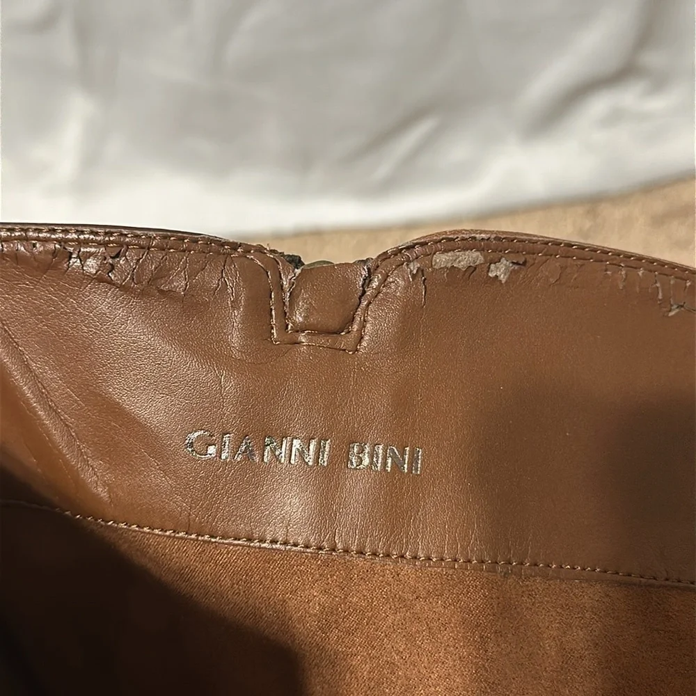 Gianni Bini Picard Lattice Back Brown Knee High Boots Size 6.5M